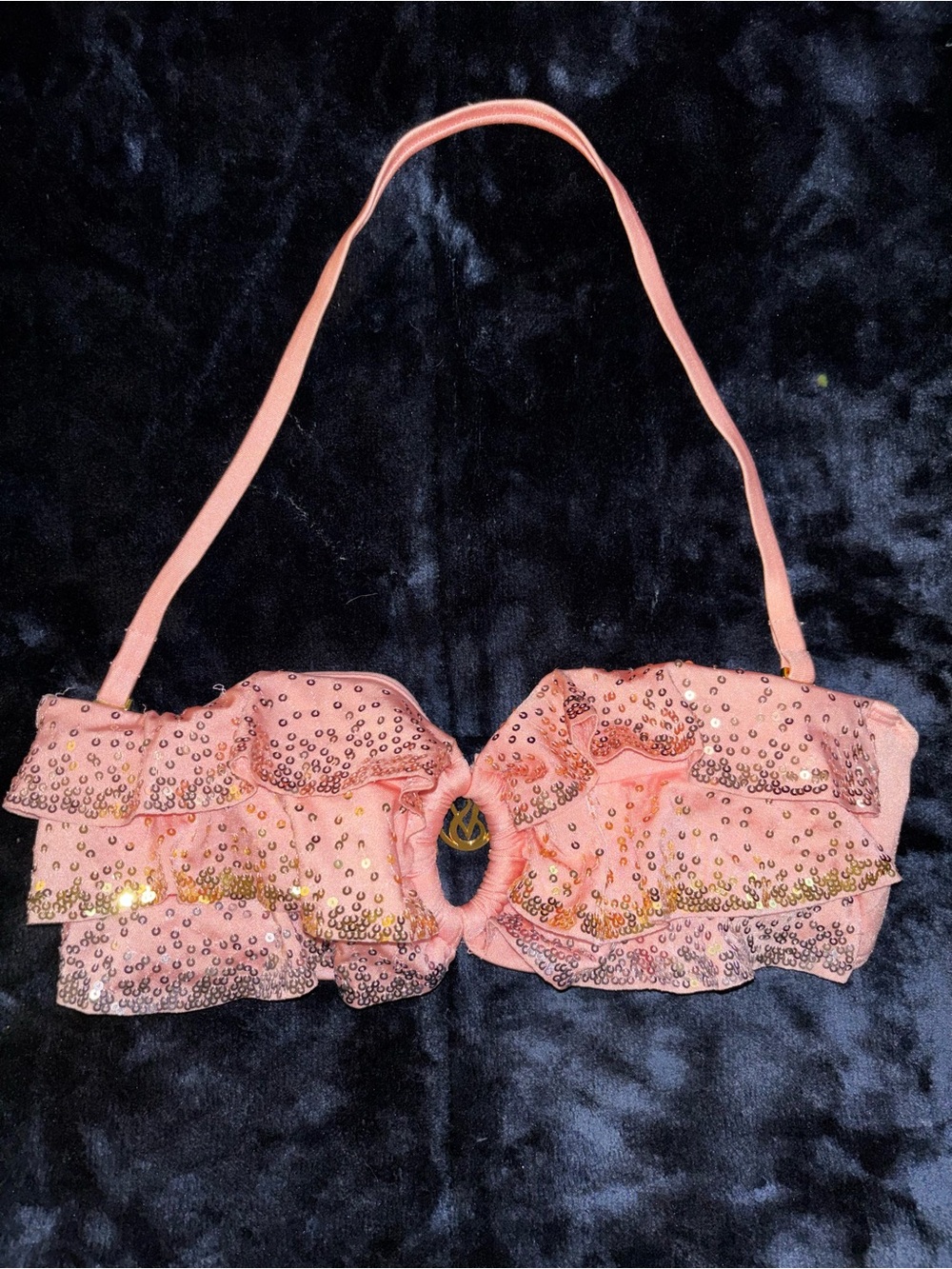 Victoria'Small Secret Sequin Bikini Top in Pink Size Small